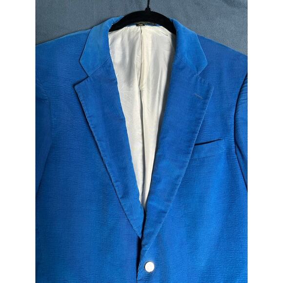 Vintage Retro Blue Corduroy Blazer Nautical Captain’s Jacket Men’s Size 42R - Picture 4 of 13
